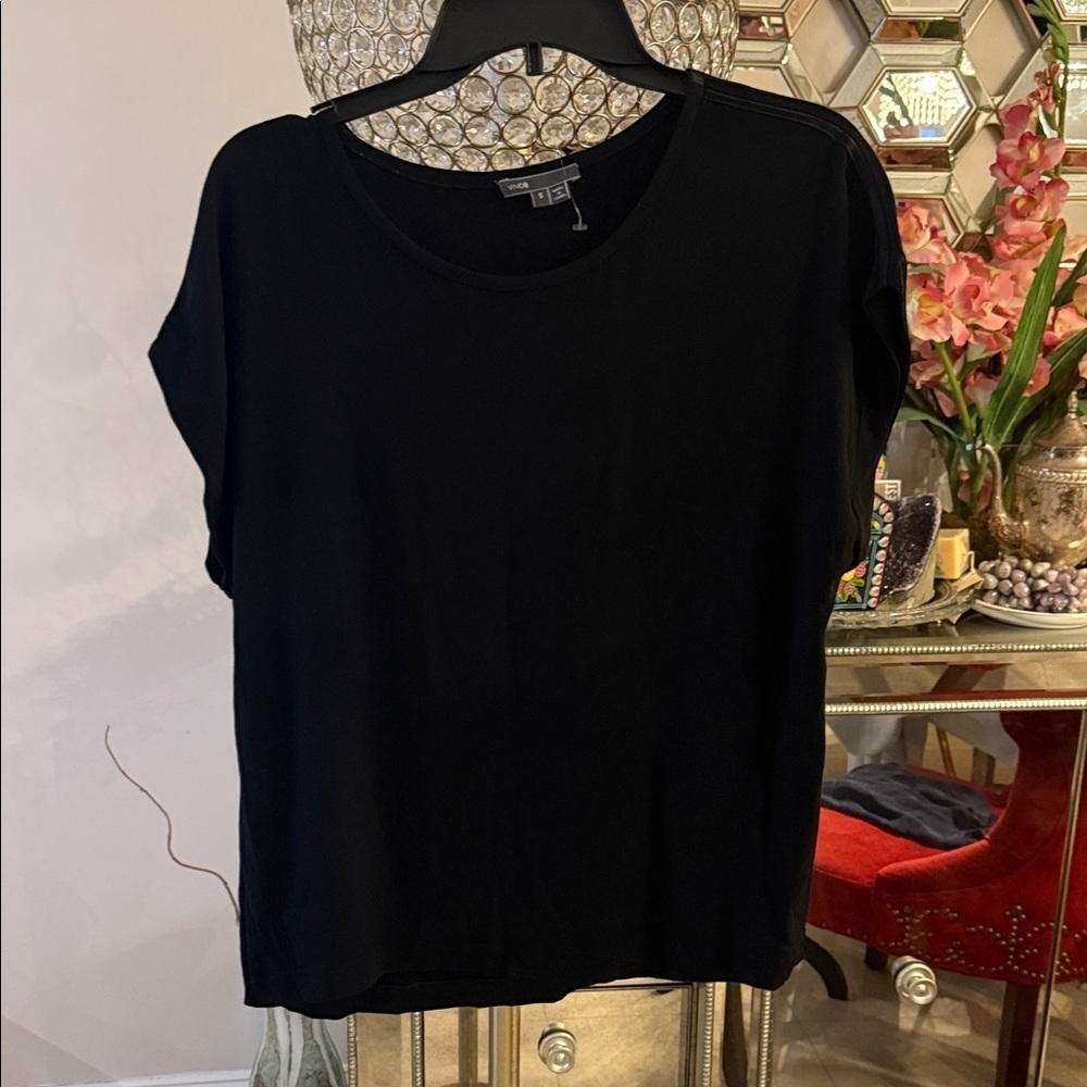 Vince Black Short Sleeve Women's Top S